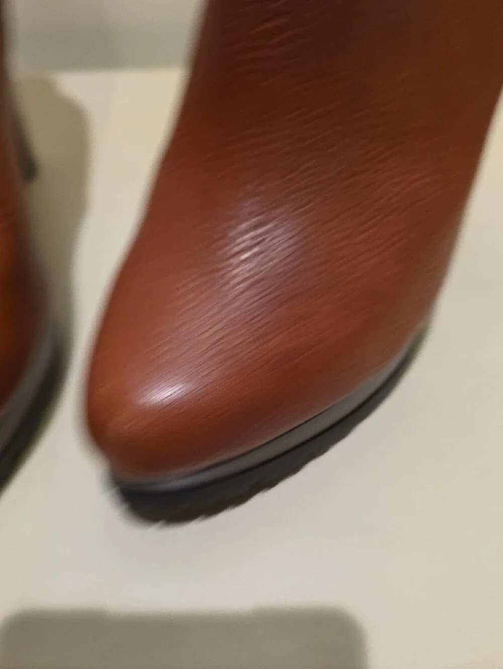 New Women’s Tan Leather High-Heel Ankle Boots